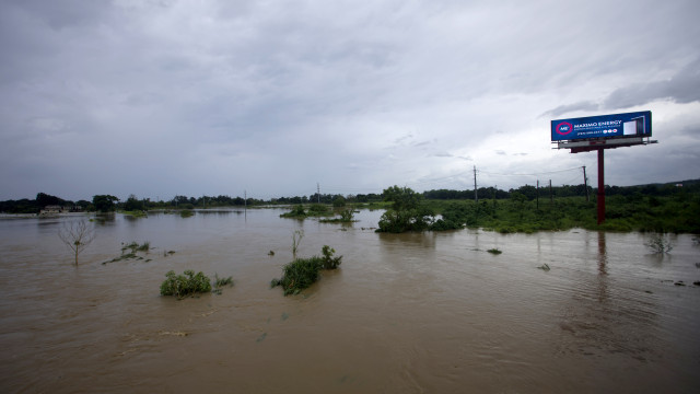 A flooded road after the passage of Hurricane Ernesto, in Toa Baja, Puerto Rico, 14 August 2024